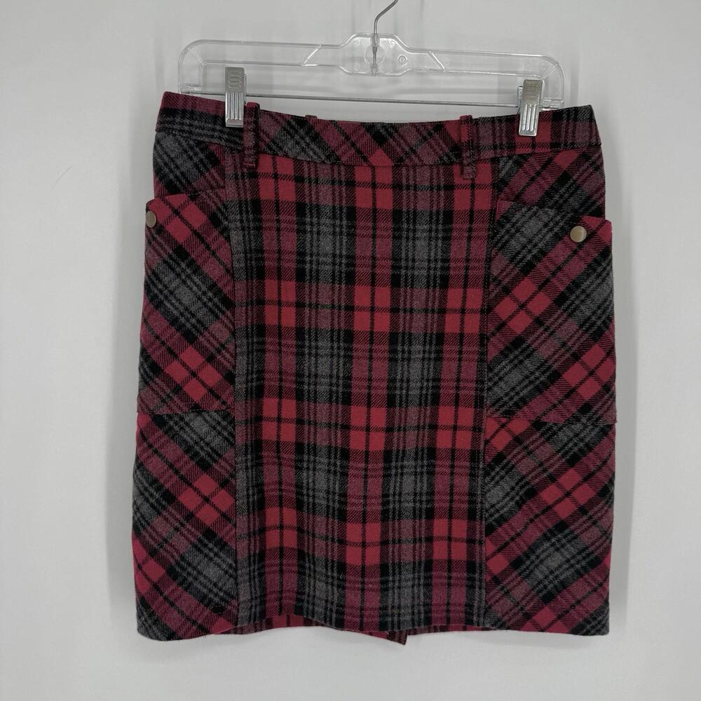 Vintage Eddie Bauer skirt womens 16 red plaid wool mini christmas holiday preppy